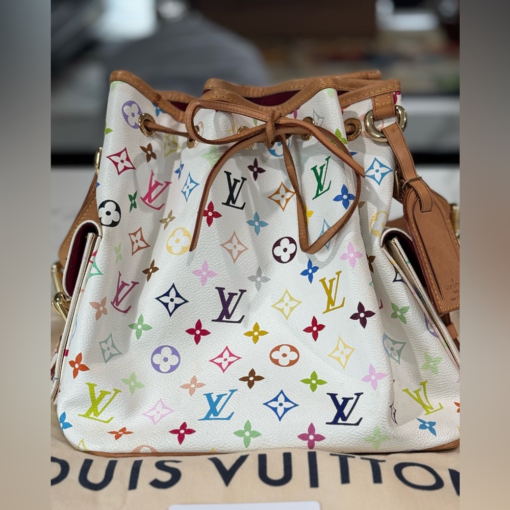 Louis Vuitton x Murakami White Multicolor Petit Noe Bag - Picture 2 of 12